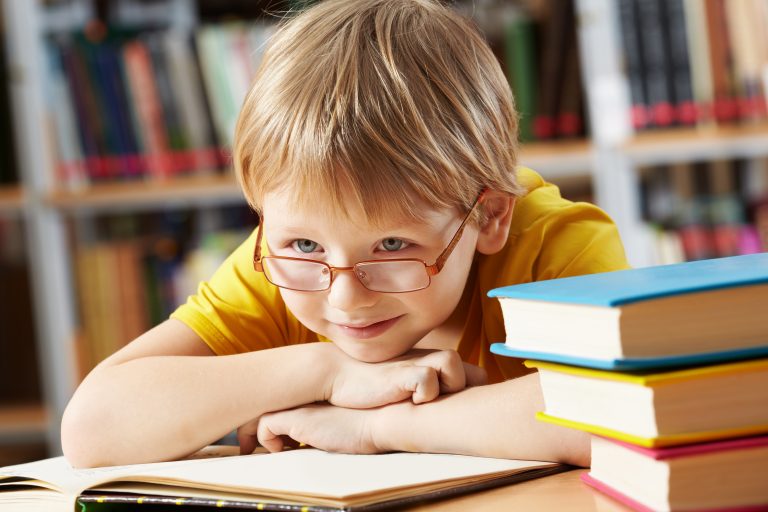 Boy in library